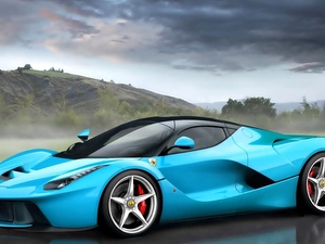 The Hills, Fog, Ferrari, Enzo, Blue