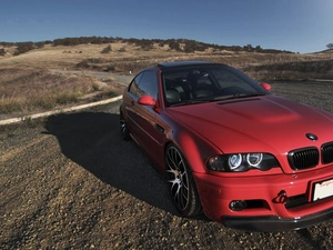 E46, field, Automobile, BMW, Red