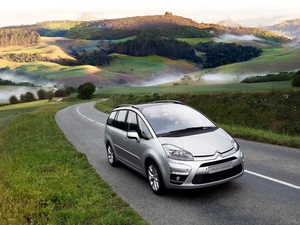 Way, Citroen, woods, Fog, Mountains, Picasso