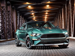 bridge, Ford Mustang Bullitt, Floodlit