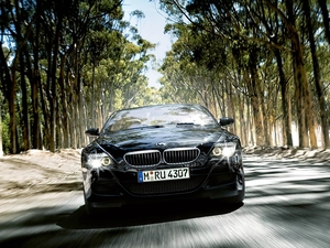 BMW Seria 6, forest, Way, Front