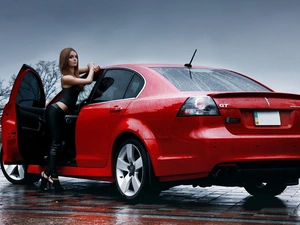 parking, girl, Pontiac G8