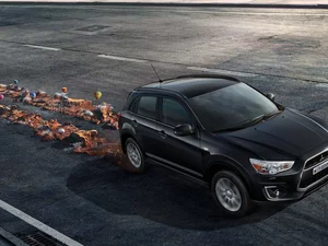 Way, Automobile, Mountains, graphics, traces, Mitsubishi Outlander