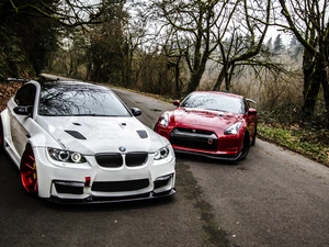 White, Red, Nissan GTR, BMW M3 E92