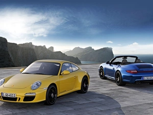 CARRERA, GTS, blue, Porsche, Yellow