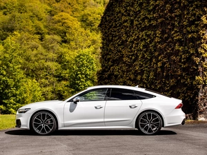 S7, White, viewes, house, trees, Audi A7