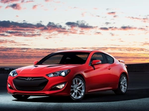 Red, Genesis, coupe, Hyundai
