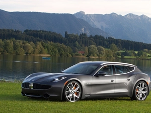 forest, lake, Surf, Mountains, Fisker
