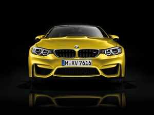 Lamps, rings, BMW M4, Front, Golden