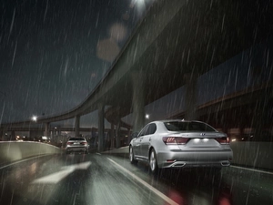 Rain, Night, Lexus LS-UE, Way, Automobile
