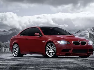 Mountains, clouds, BMW M3, TUNING, claret