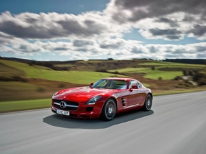 Red, AMG, Way, Mercedes Benz SLS