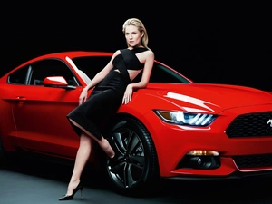 Red, actress, Ford Mustang, 2015, Automobile, Sienna Miller