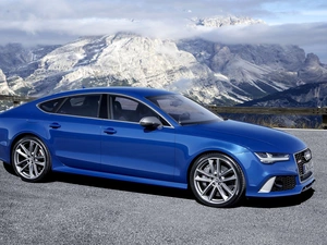 Way, Mountains, Audi, RS7, Blue