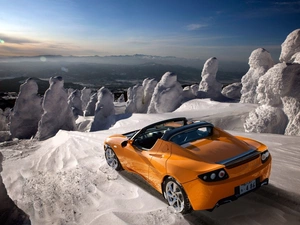 Mountains, Tesla, Roadster