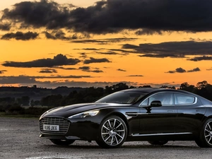Way, Aston Martin, Orange, Sky, clouds, Rapide