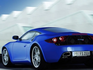 Blue, radiator, logo, Artega GT