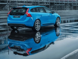 Volvo cars, puddle, reflection, V60