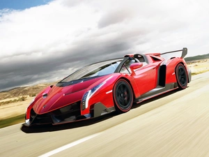 Red, Lamborghini Veneno Roadster