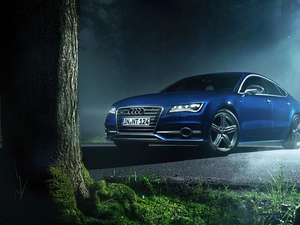 Audi, blue, glow, S7
