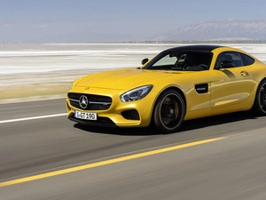GT, sea, Mercedes, AMG, Yellow