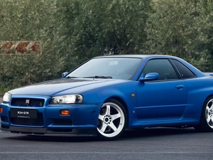 1999, blue, Nissan Skyline R34 GTR