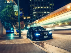 Street, Night, Town, skyscrapers, Acura TSX