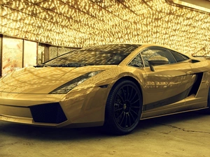 Golden, passage, stores, Lamborghini