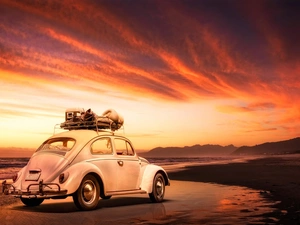 Volkswagen Beetle, west, sun