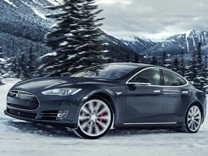 winter, Tesla S P85D, Mountains