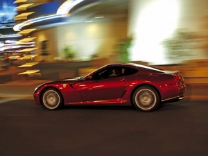 night, Ferrari 599, Town