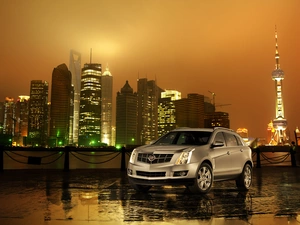 night, Cadillac SRX, Town