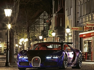 Night, Bugatti Veyron, Town