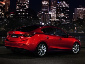 skyscrapers, Mazda 3, Town