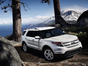 trees, viewes, Mountains, rocks, Ford Explorer