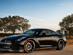 Nissan, trees, viewes, GT-R