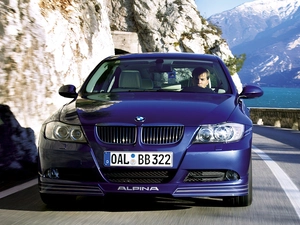 Alpina, BMW, Mountains, B3, Way, Automobile, blue, Turbo
