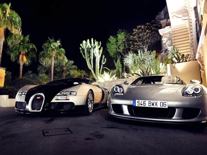 Porsche Carrera Veyron, Cactus, Two cars