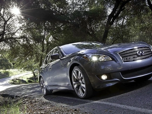 Infiniti M37, trees, viewes, Way