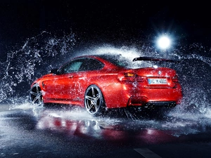 M4, Automobile, drops, BMW, Red, water, Splash