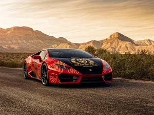 Mountains, Lamborghini Huracan, Way
