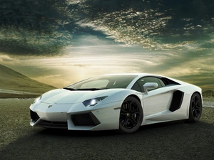 White, Aventador, Way, Lamborghini