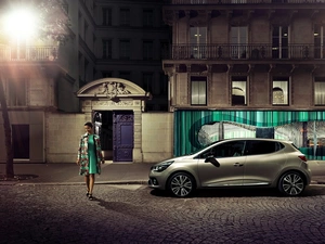 Street, Renault, evening, Women, Houses, Clio
