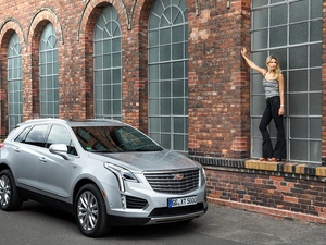 Windows, Women, Cadillac XTS, wall, silver