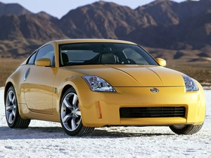 Mountains, Nissan 350Z Coupe, Yellow