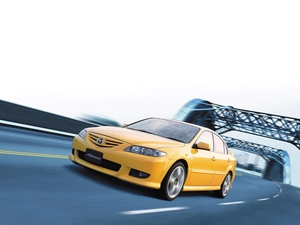 bridge, Yellow Honda, Mazda 6